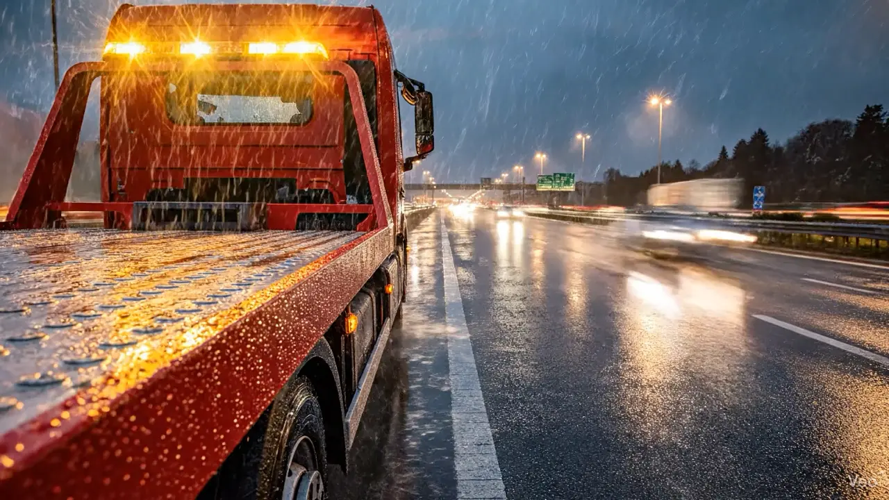 Pablo e.U. Autohandel Sollenau Wien und Abschleppwagen auf der Autobahn A2 Südautobahn.